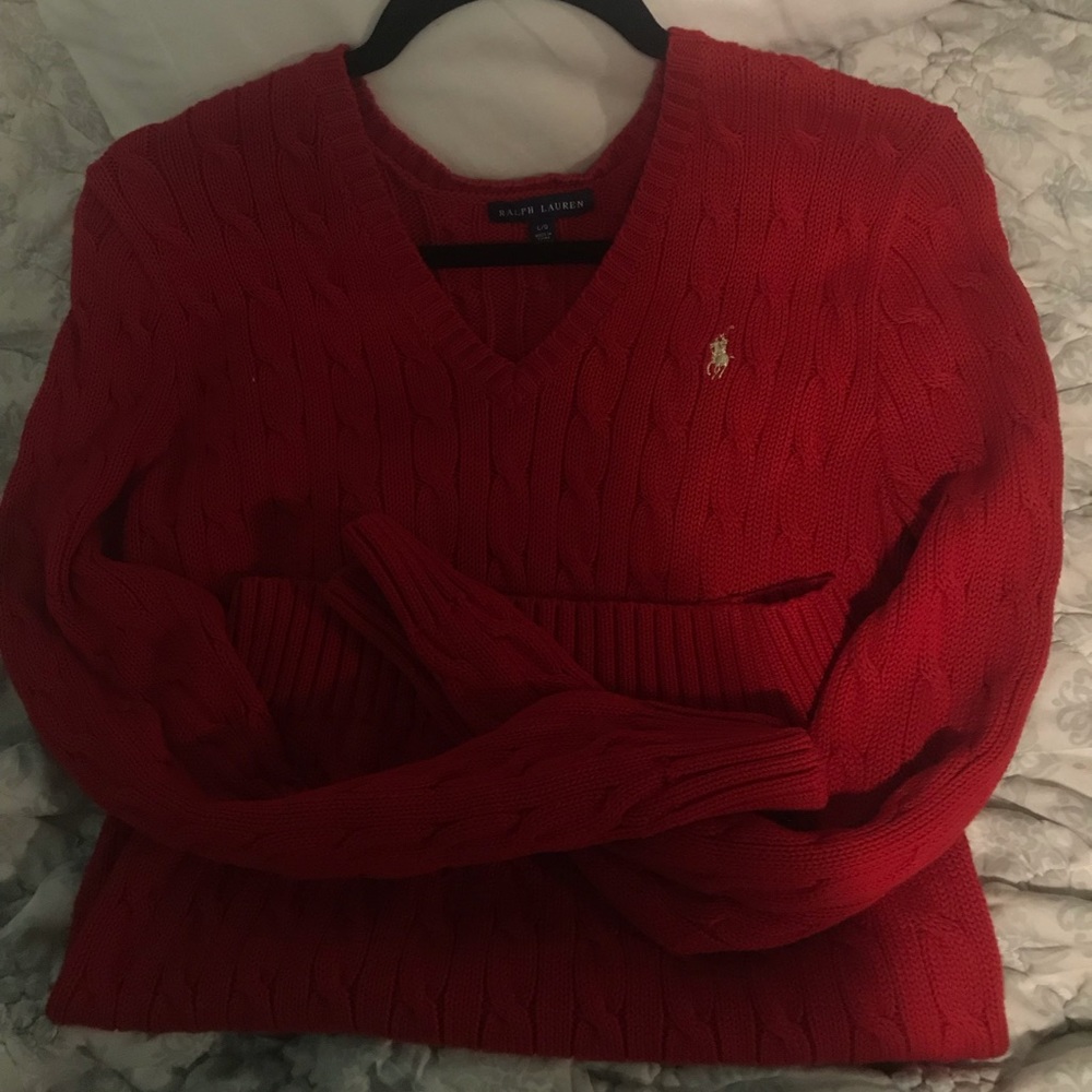 Red polo sweater